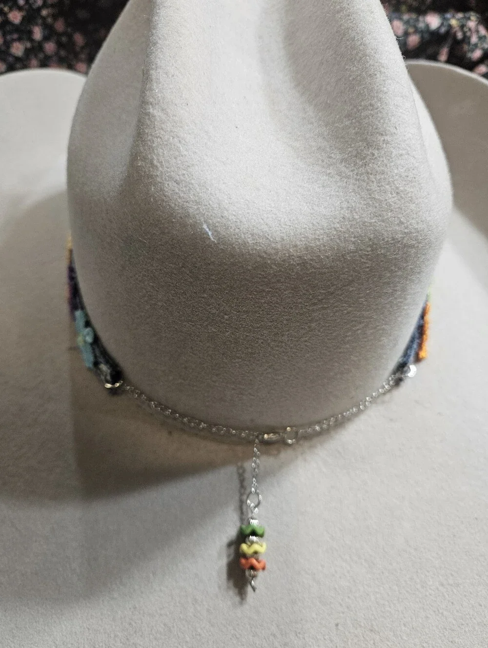 Floral Western Hat Band Denim &  Multicolor Daisies